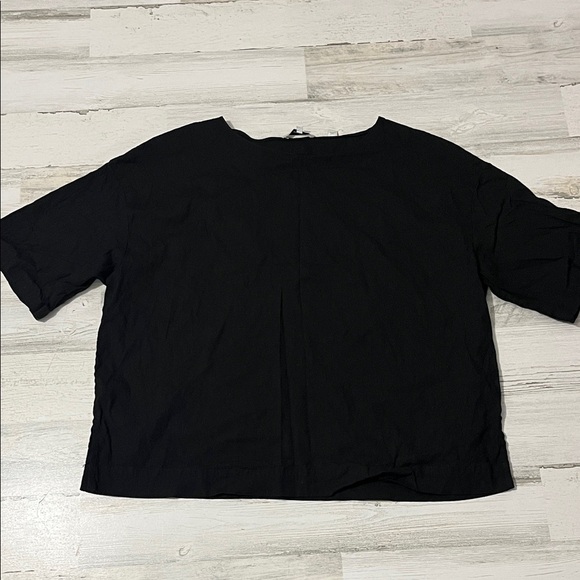 Vince Tops - Vince Black Linen Blend Boxy Short Sleeve Women's Top Size Large